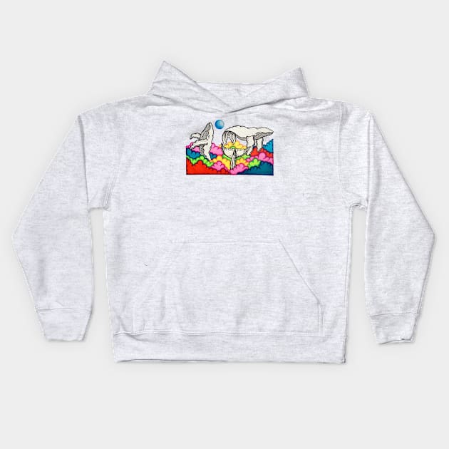 Cloudy Whales Kids Hoodie by Art by Rory 